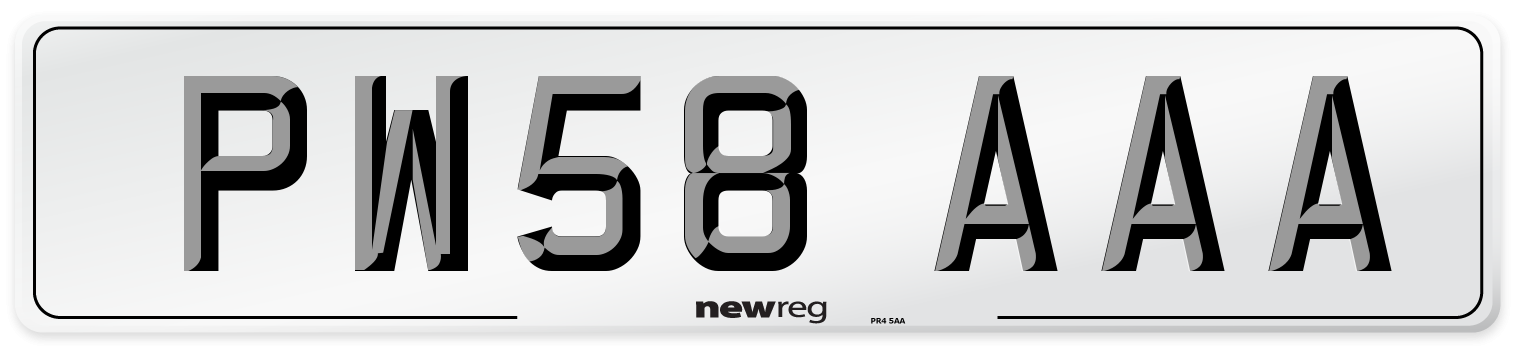 PW58 AAA Number Plate from New Reg